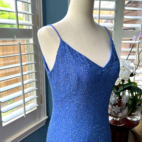 Michelangelo periwinkle beaded embellished evening gown/prom/wedding - Picture 4 of 13